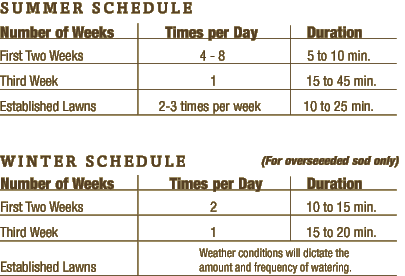 water schedule